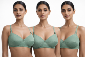 light green cotton bra for women with adjustable straps.”