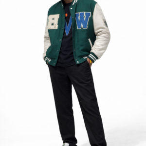 “Green varsity jacket for men
